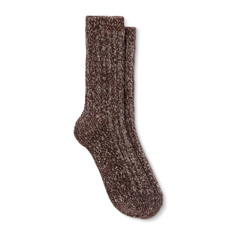 Cuddl Duds Twisted Ribbed Crew Socks Marled Brown